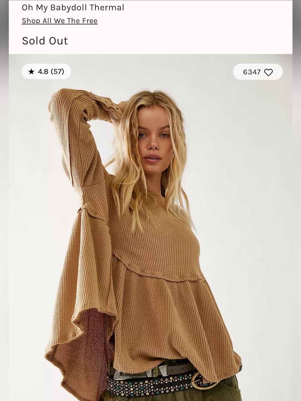 We The Free Cream Oh My Babydoll Thermal
